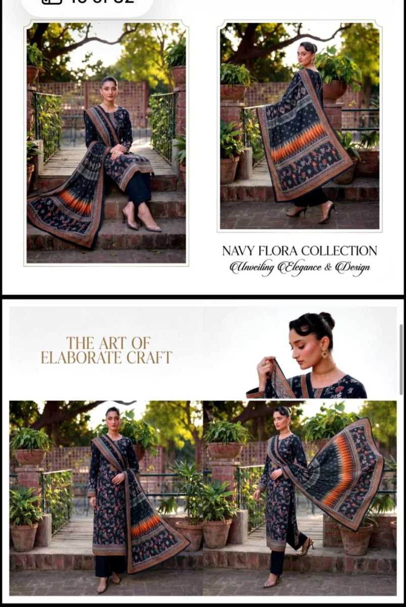 Unstiched Lawn 3 Piece Suit