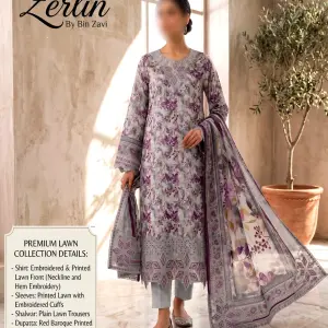 Unstiched Lawn 3 Piece Suit