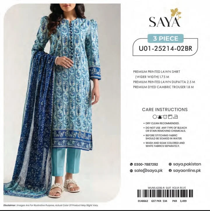 Unstiched Lawn 3 Piece