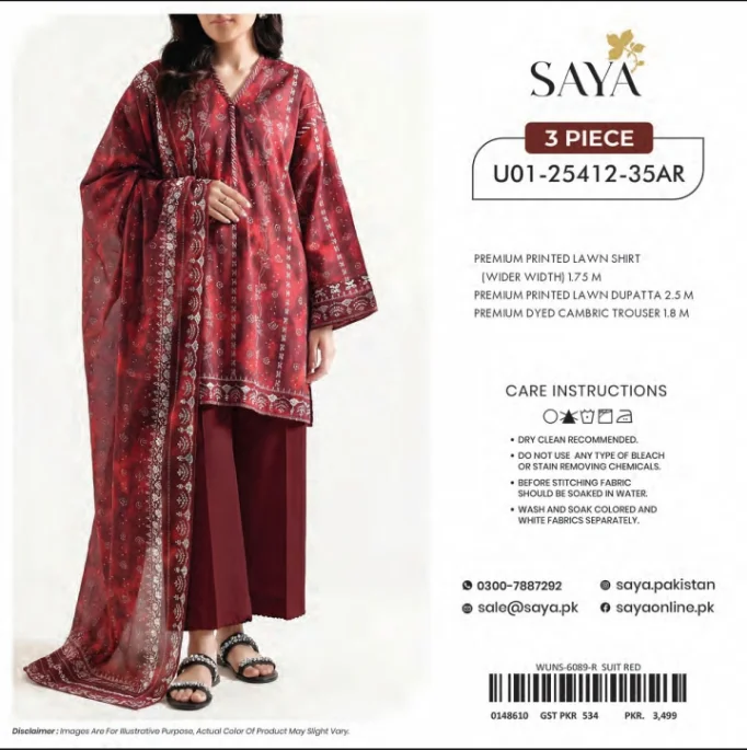 Unstiched Lawn 3piece