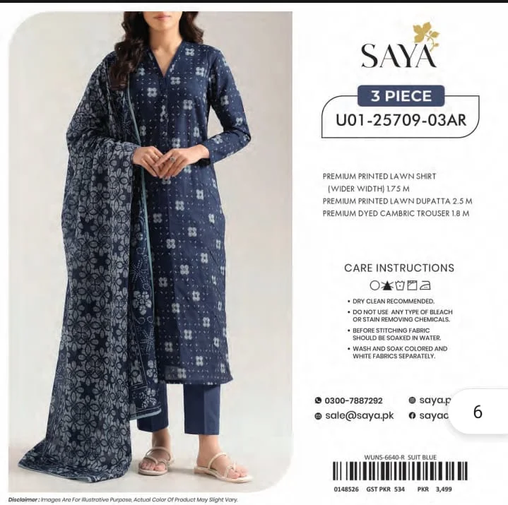 Unstiched Lawn 3 Piece